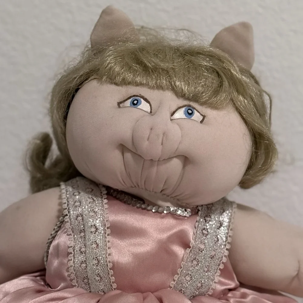 Handmade Cabbage Patch Doll Pink Tulle Dress Lace Sequin Muppets With Stand